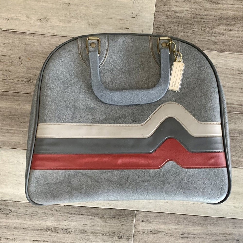 Vintage Don Carter USA Bowling Ball Bag Gray, Red, Black BRUNSWICK With Tray